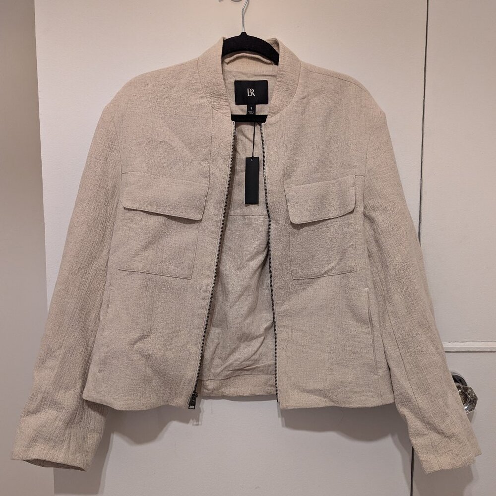 Banana Republic NWT Bella Cotton Linen Bomber Jacket